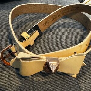 Ted Baker Cream Belt with Gold Buckle